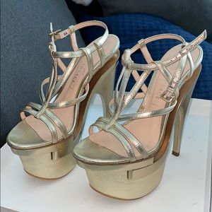 Champagne Versace platform heels